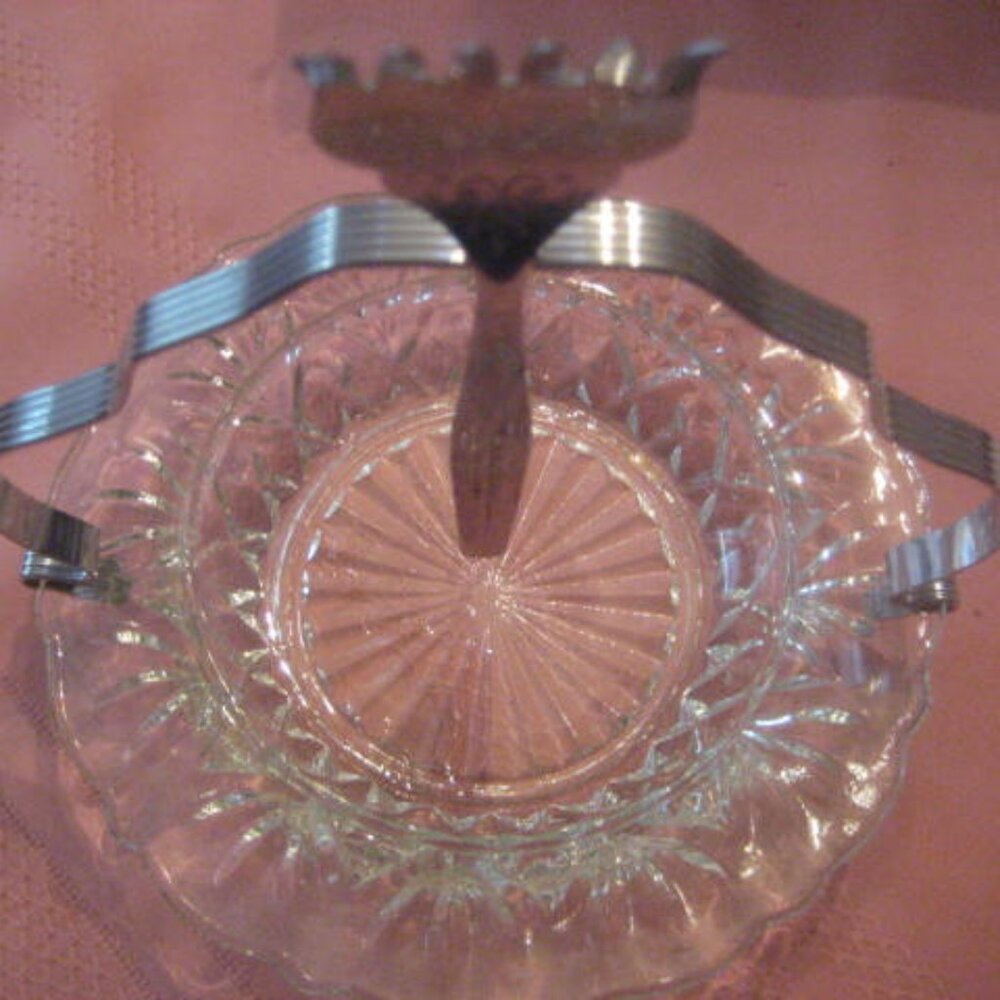 Sheffield Chromium Serving Dish Seafood Set Condiments Pickles Olives Vintage